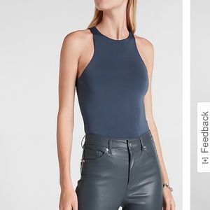 body contour double layer high neck thong bodysuit